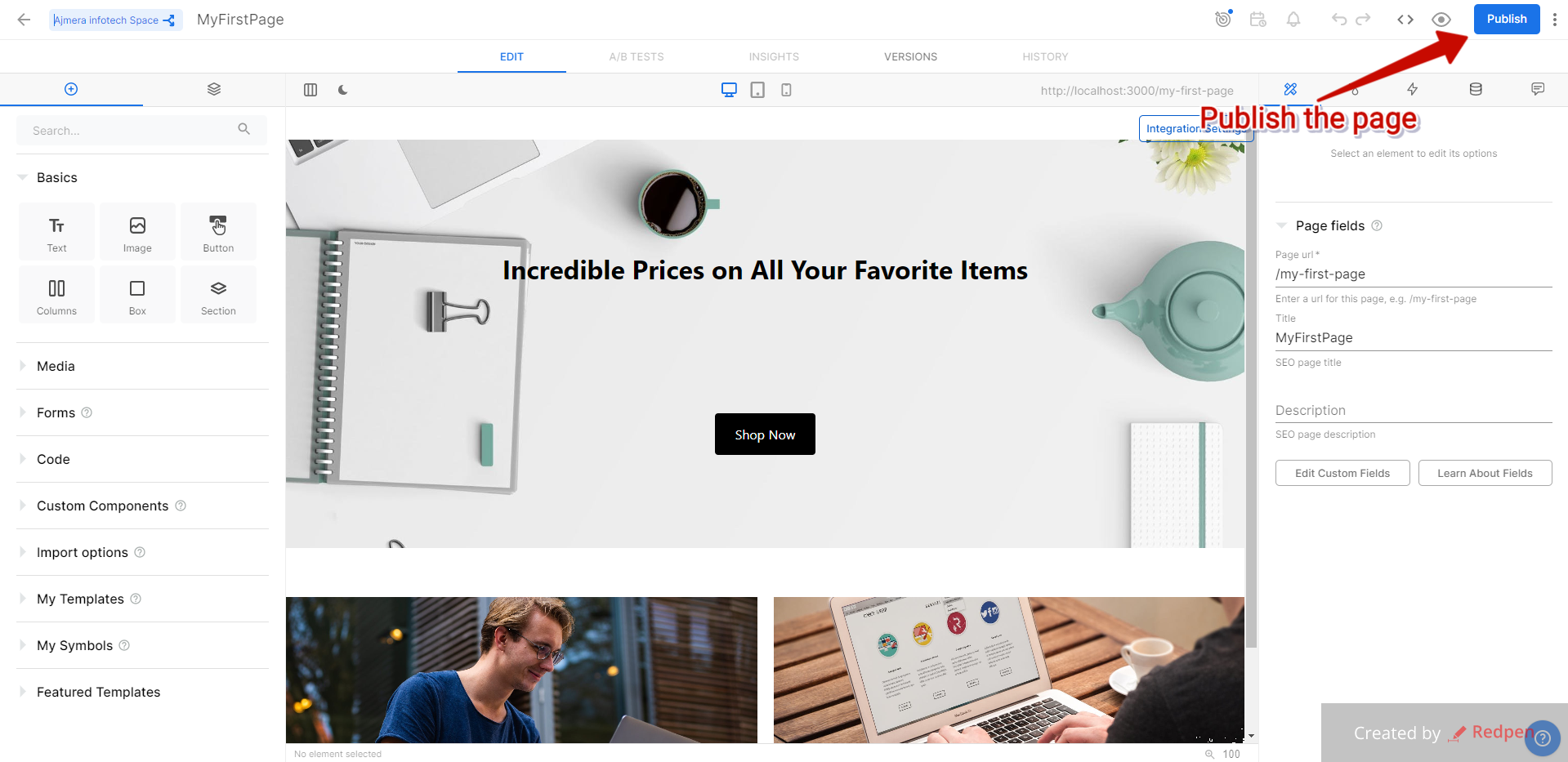 Builder.io page builder completion