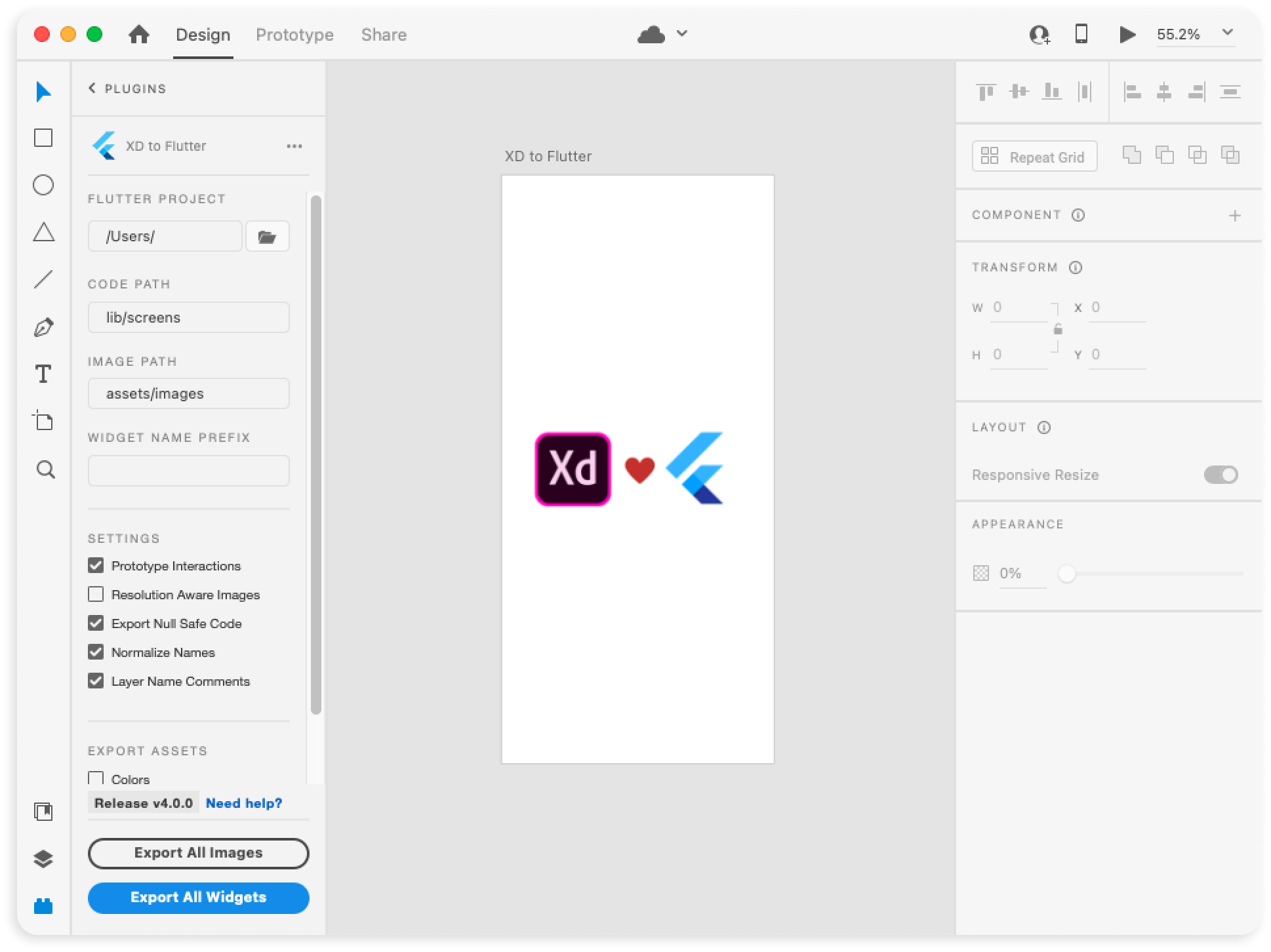 how to Install the XD to Flutter plugin in Adobe XD